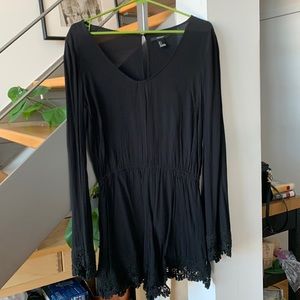 Black short romper lace detail